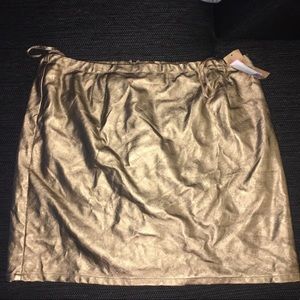 Gold leather skirt